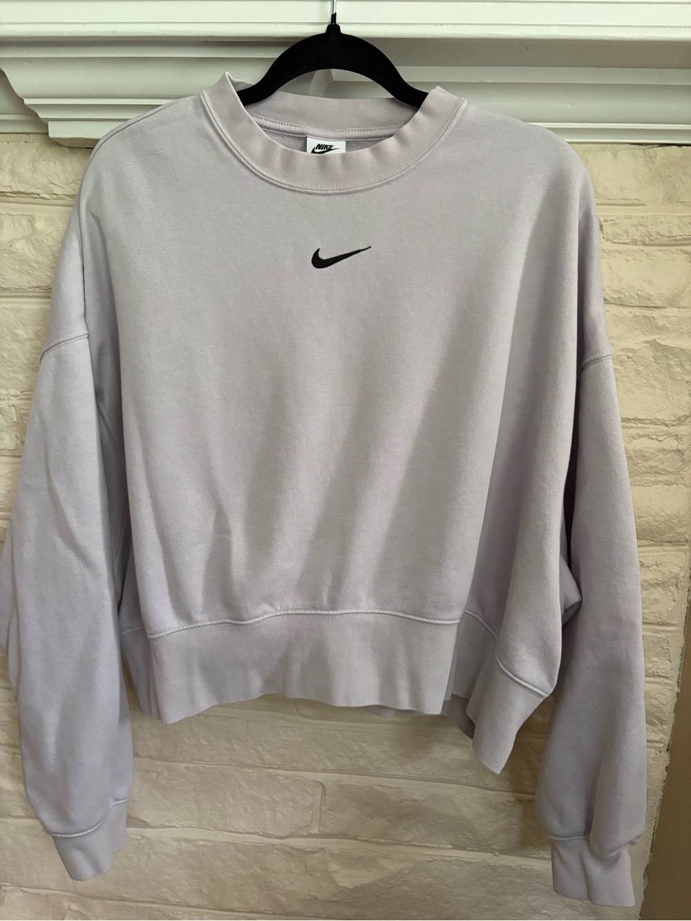 NIKE Lavender Dolman Sleeve Oversized Sweatshirt with Black Embroidered Swoosh S